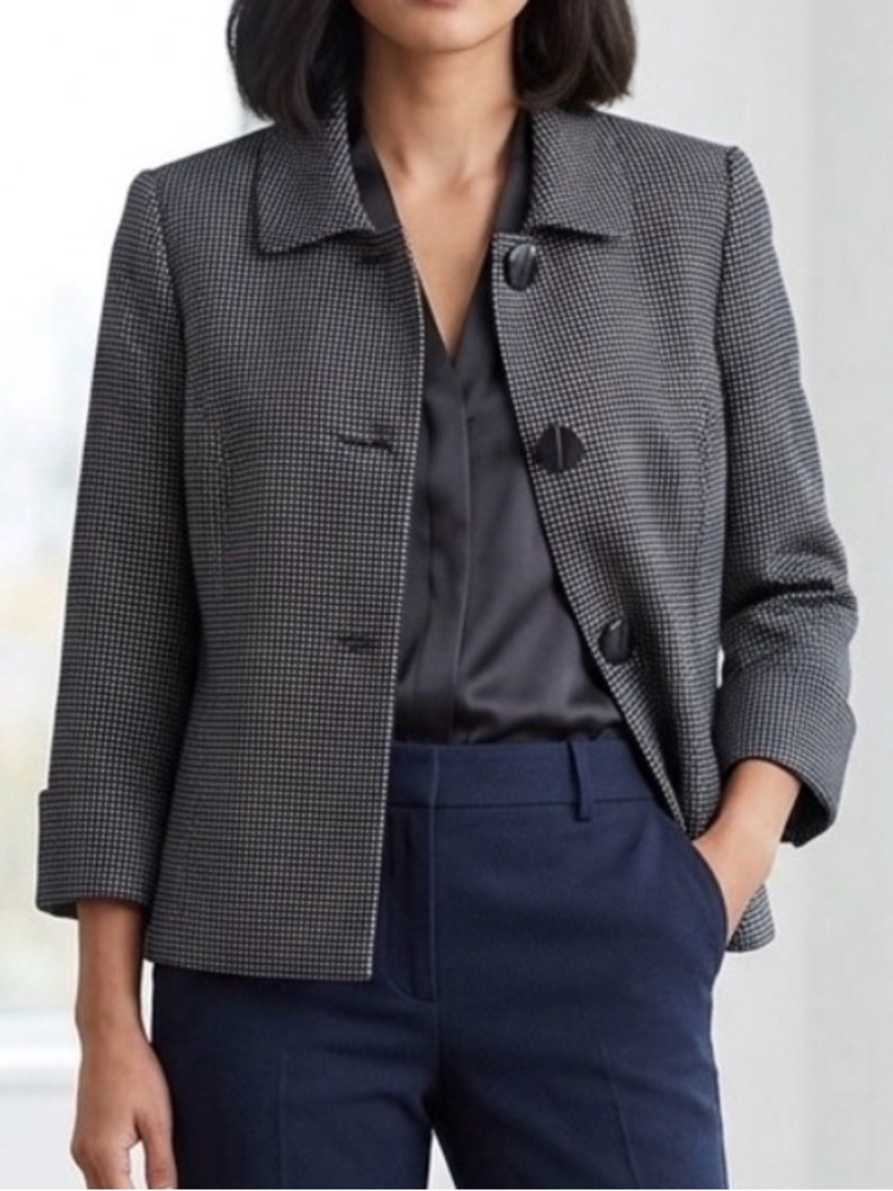 Giorgio Sant’ Angelo Blazer Short Length Navy Blue/White Sz 16 Petite NWT